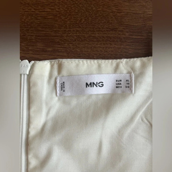 MANGO Pleated Lin/Linen-Blend Dress in White - Picture 9 of 9